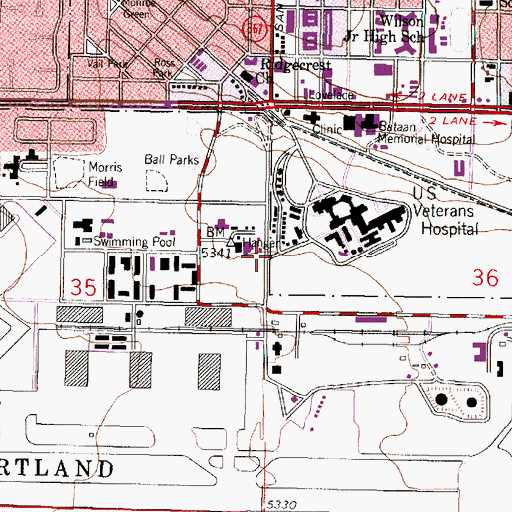 Topographic Map of Albuquerque Veteran Center Flagpole, NM