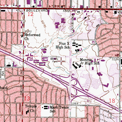 Topographic Map of Park Square Shopping Center, NM