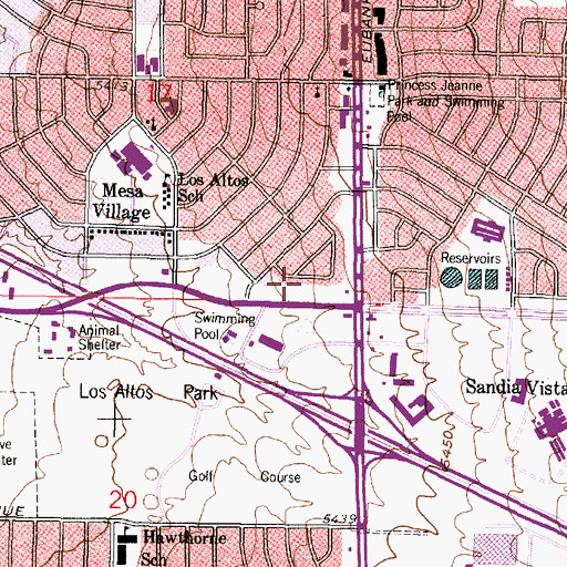 Topographic Map of Los Altos Shopping Center, NM
