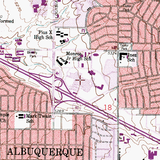 Topographic Map of Winrock Shopping Center, NM