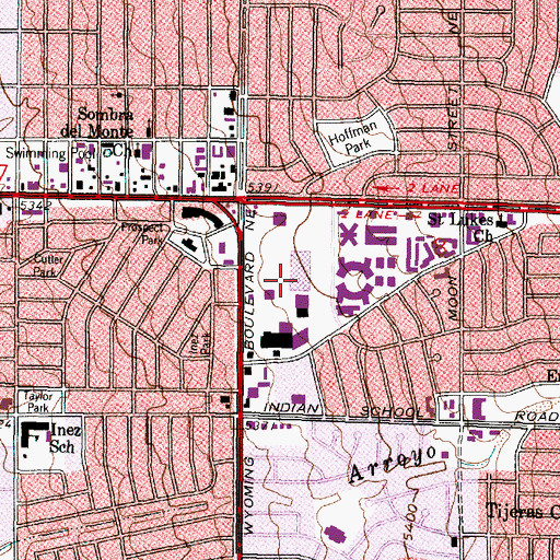 Topographic Map of Wyoming Mall, NM