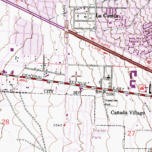 Topographic Map of Franklin Plaza, NM