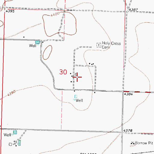 Topographic Map of Holy Cross Sanitorium (historical), NM