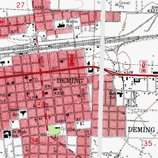 Topographic Map of East Side Public School (historical), NM