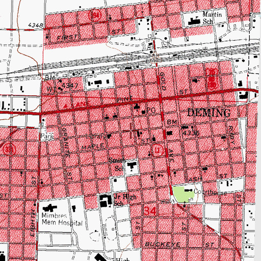 Topographic Map of First Methodist Episcopal Church, NM