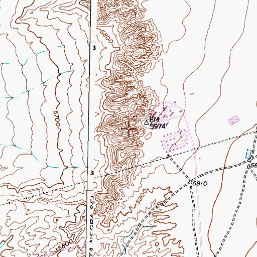 Topographic Map of Quebrar, NM