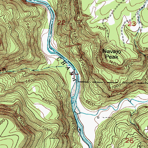 Topographic Map of Dark Canyon Rapid, NM
