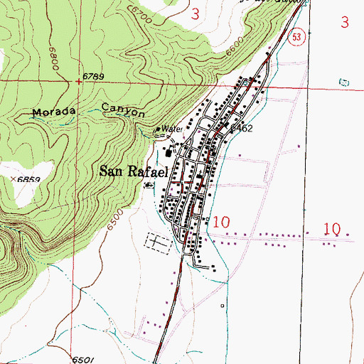 Topographic Map of San Rafael Elementary School, NM