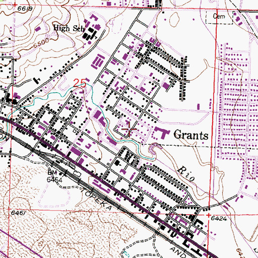 Topographic Map of New Mexico State University Grants Branch, NM