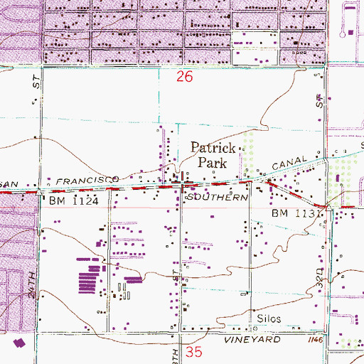 Topographic Map of Patrick Park, AZ