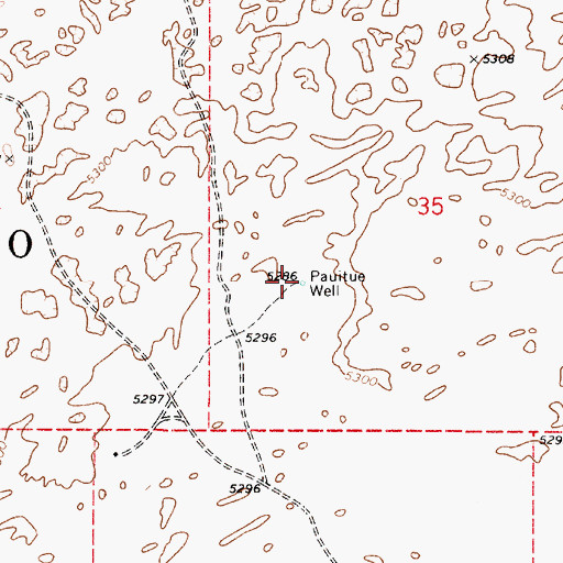 Topographic Map of Pauitue Well, AZ