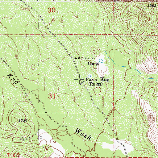 Topographic Map of Pavo Kug (historical), AZ