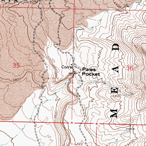Topographic Map of Paws Pocket, AZ