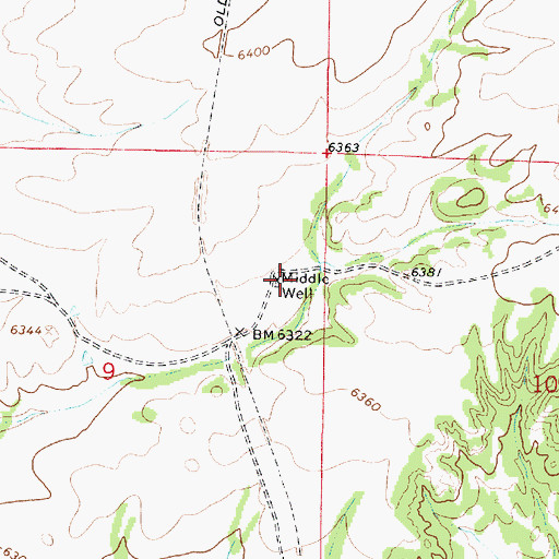 Topographic Map of Middle Water Well, NM