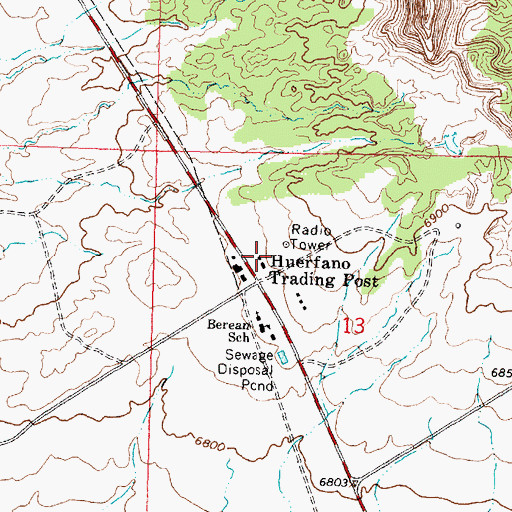 Topographic Map of Huerfano 2 Water Well, NM