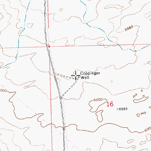 Topographic Map of Old Coppinger W Water Well, NM