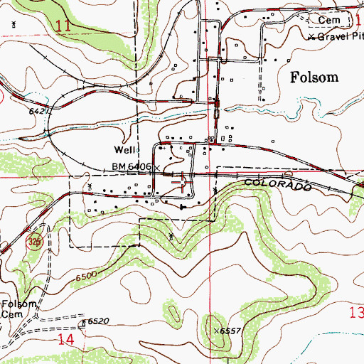 Topographic Map of Folsom Railroad Tank Bed, NM