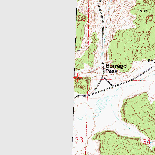 Topographic Map of Borrego Pass Trading Post, NM