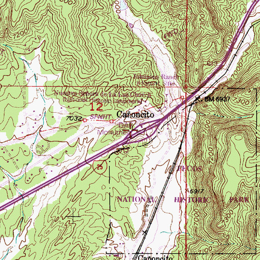 Topographic Map of 294 Caoncito Interchange, NM