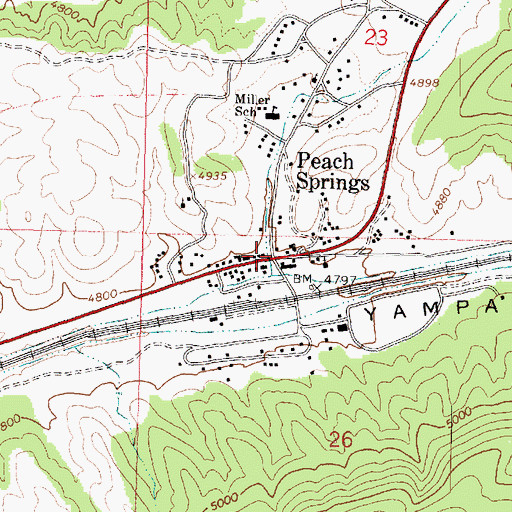 Topographic Map of Peach Springs, AZ