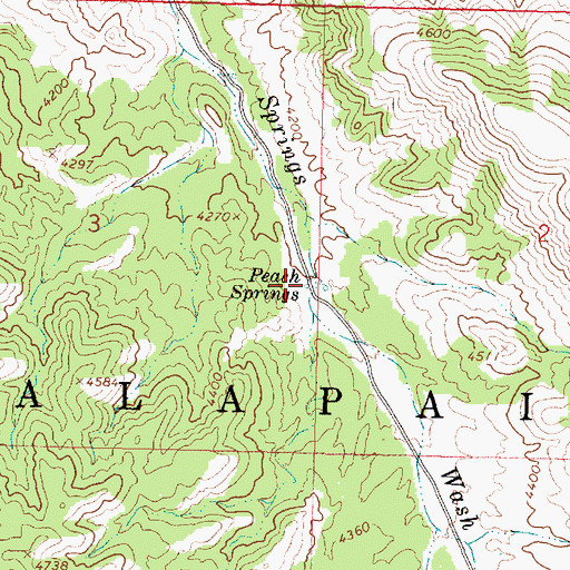 Topographic Map of Peach Springs, AZ