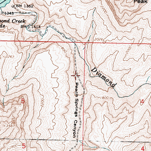 Topographic Map of Peach Springs Canyon, AZ