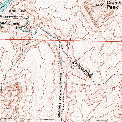 Topographic Map of Peach Springs Wash, AZ