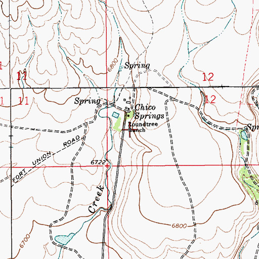 Topographic Map of Roundtree, NM