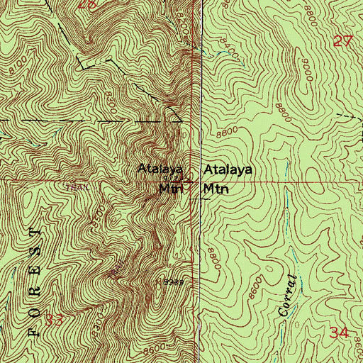Topographic Map of Atalaya Mountain, NM