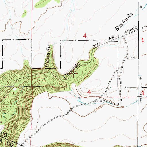 Topographic Map of Caada Embudo, NM