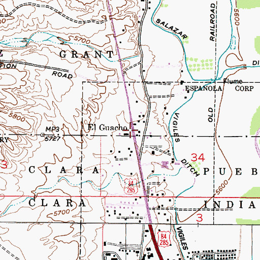 Topographic Map of El Guacho, NM