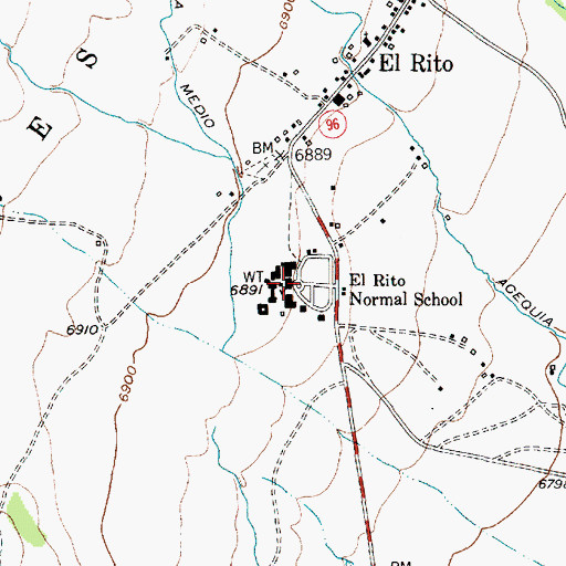 Topographic Map of El Rito Normal School, NM