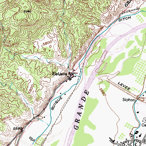 Topographic Map of Estaca, NM