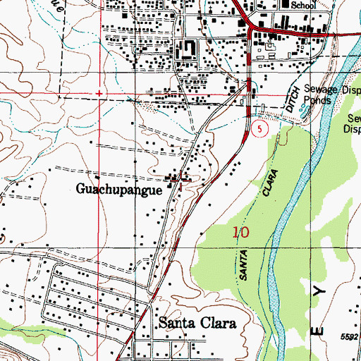 Topographic Map of Guachupangue, NM