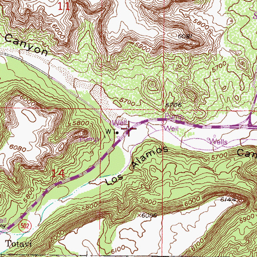 Topographic Map of Guaje Canyon, NM