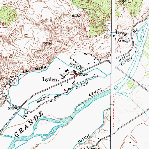 Topographic Map of Lyden, NM