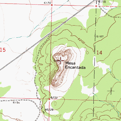 Topographic Map of Mesa Encantada, NM