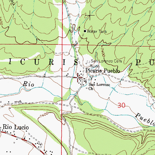 Topographic Map of Picuris Pueblo, NM