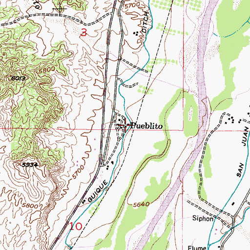 Topographic Map of Pueblito, NM