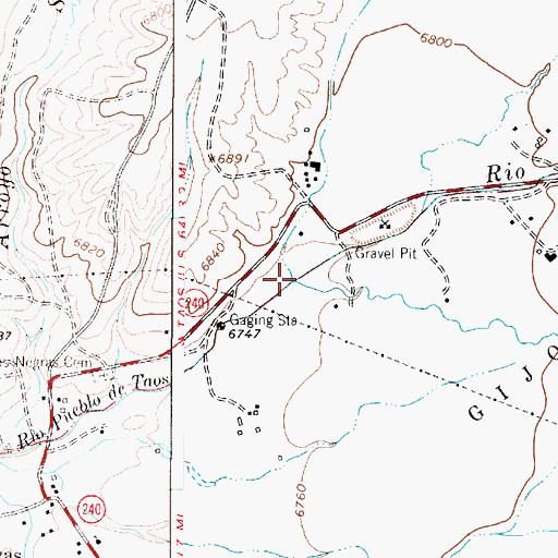 Topographic Map of Rio Fernando de Taos, NM