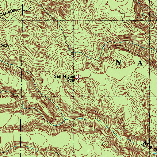 Topographic Map of San Miguel Ruin, NM
