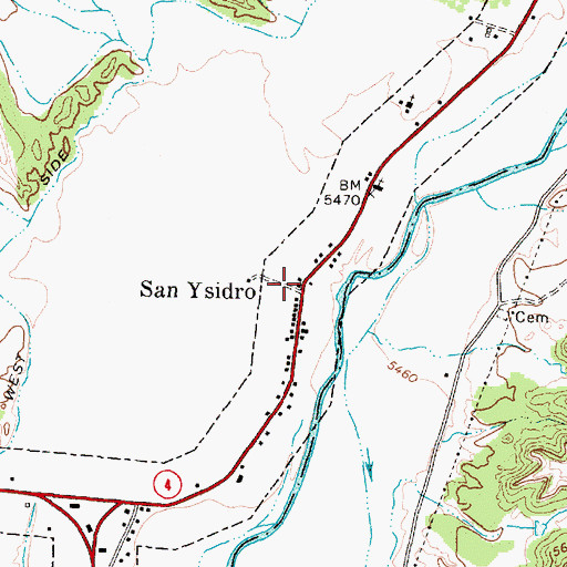 Topographic Map of San Ysidro, NM