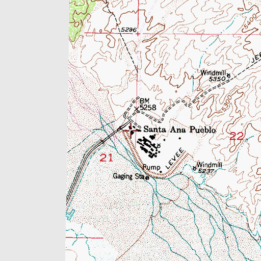 Topographic Map of Santa Ana Pueblo, NM