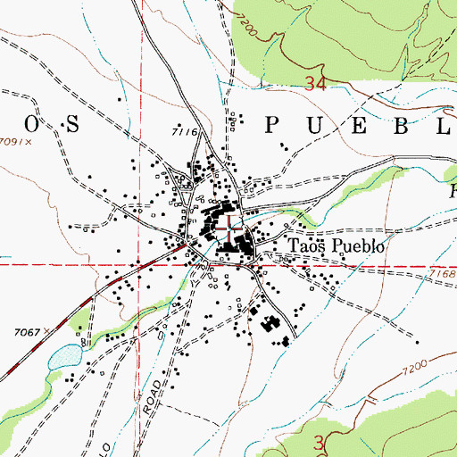 Topographic Map of Taos Pueblo, NM