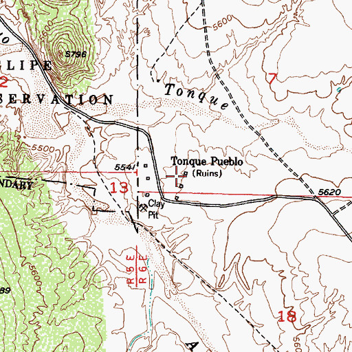 Topographic Map of Tonque Pueblo (historical), NM