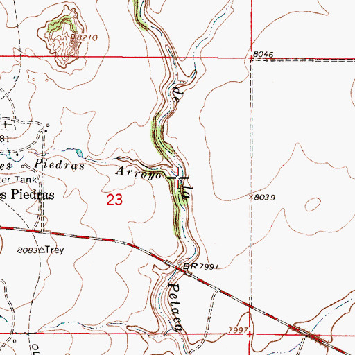 Topographic Map of Tres Piedras Arroyo, NM