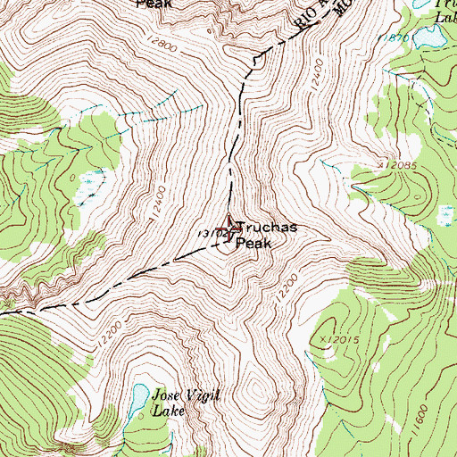 Topographic Map of Truchas Peak, NM