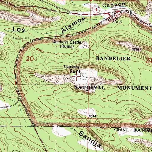 Topographic Map of Tsankawi Ruins, NM