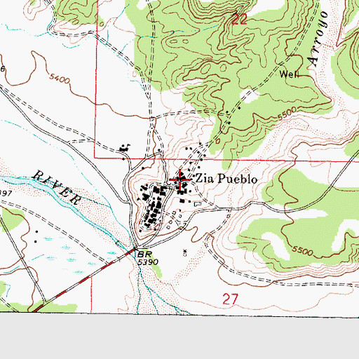 Topographic Map of Zia Pueblo, NM