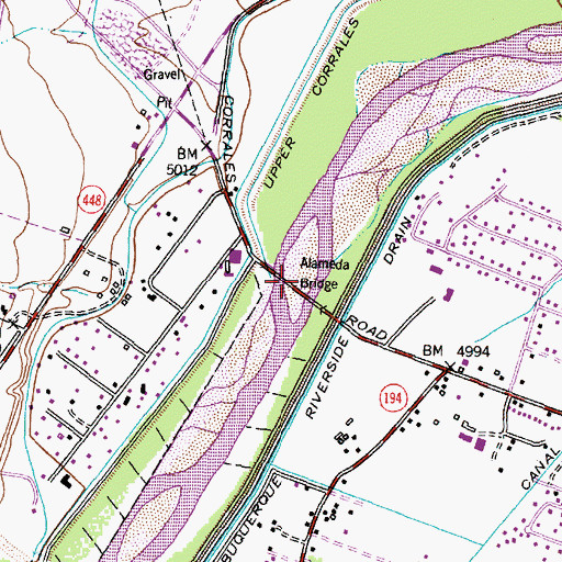 Topographic Map of Alameda Bridge, NM